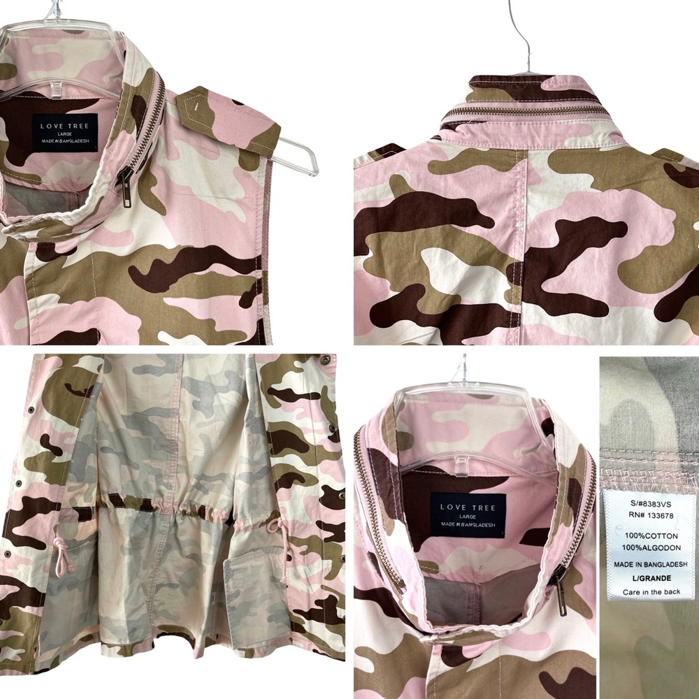Love Tree Safari Pink Camouflage Military Anorak Vest - Picture 16 of 16